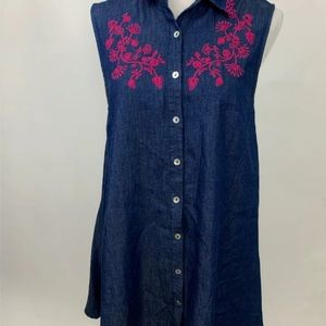 UMGEE Summer Dress/Long Top! Super Cute Denim with Pink Detail! Sz M, Like New!